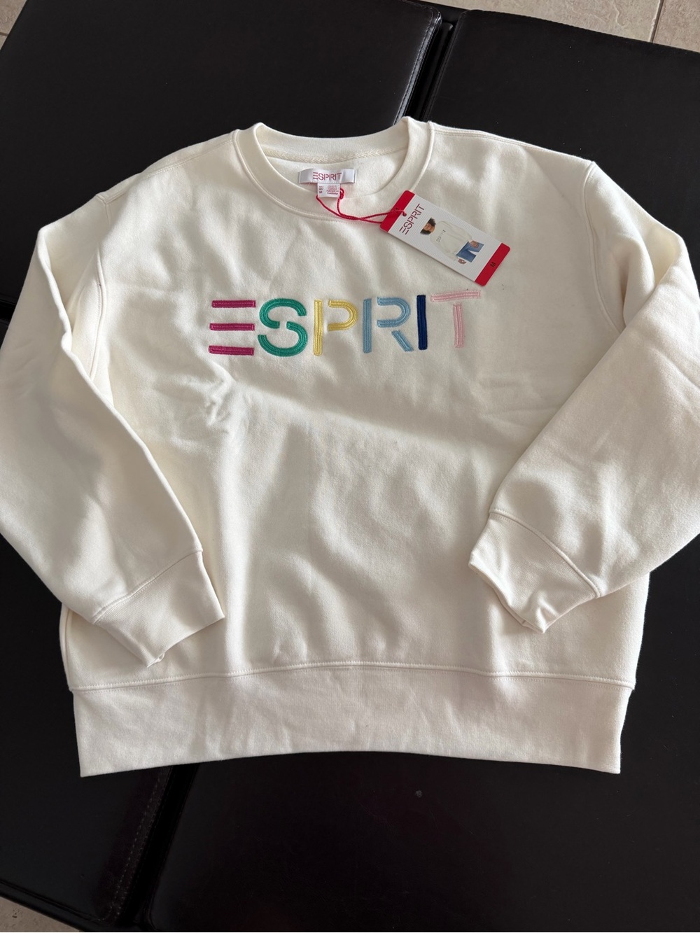 Esprit Sweatshirt with Multicolor Logo Embroidery. New With Tags.